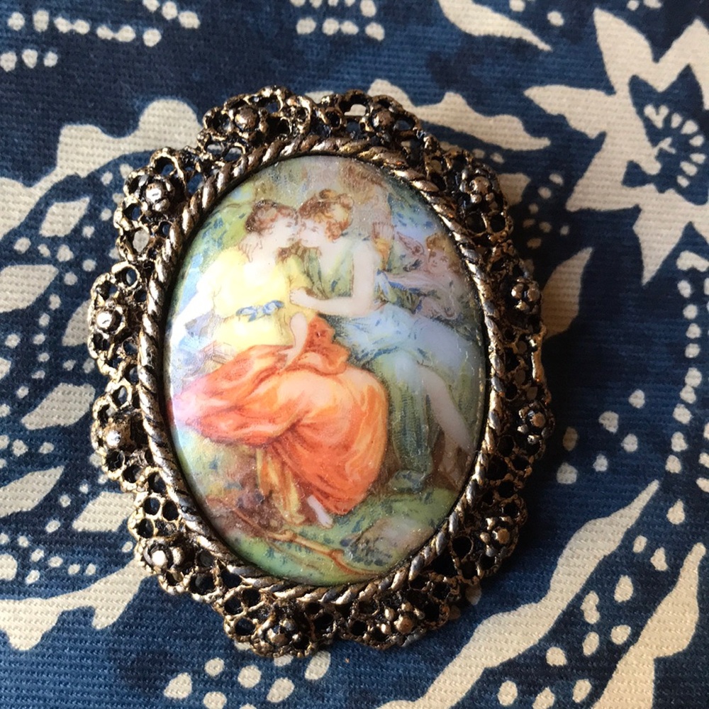 Vintage painted cameo